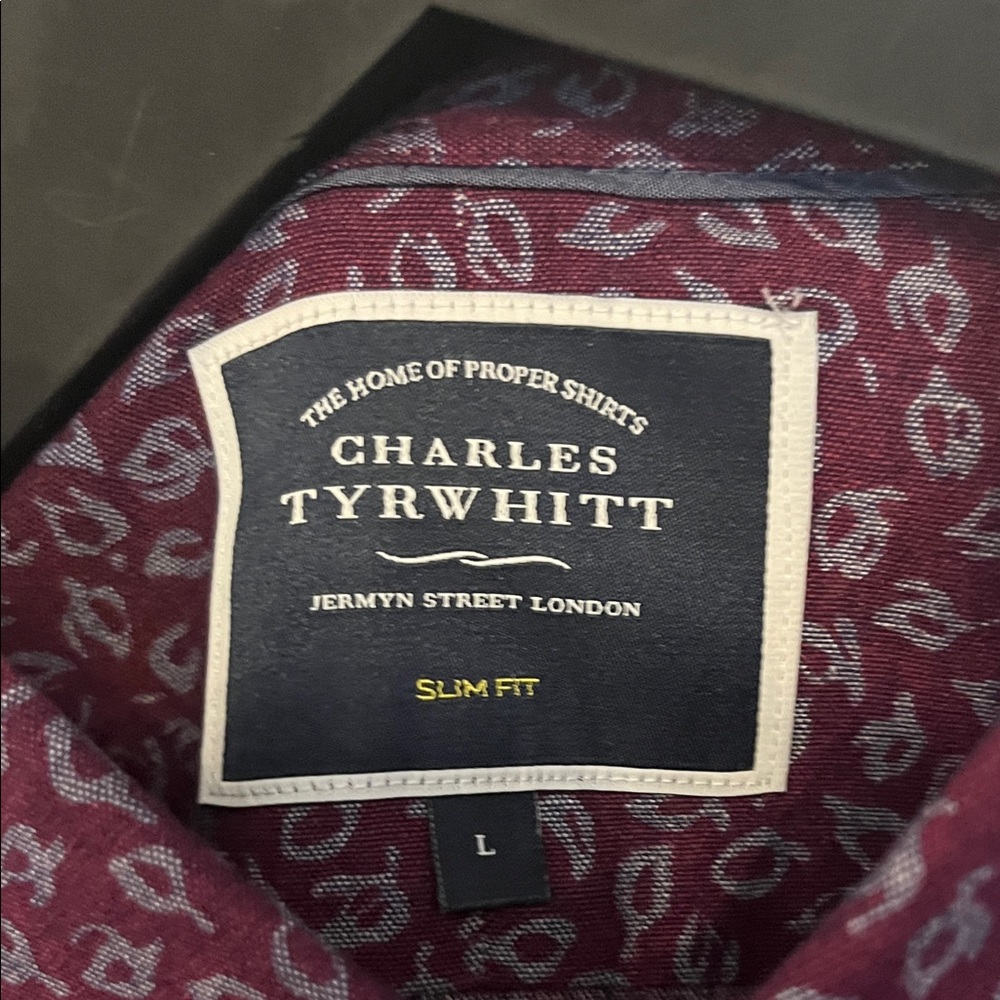 Charles Tyrwhitt Maroon Patterned Button Down Shi… - image 3
